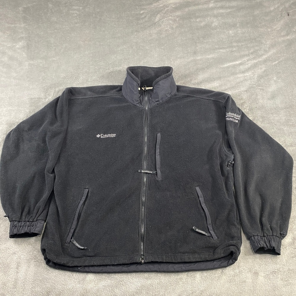 SOLD-Columbia Titanium Fleece Jacket Black Full Zip Men's XL‎ Outdoor Hiking